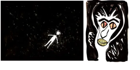 Zwart vlak  met wit poppetje