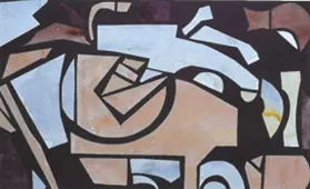 Mozaïek met bruin en blauw