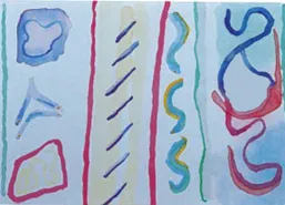 Verticale lijnen en krabbels