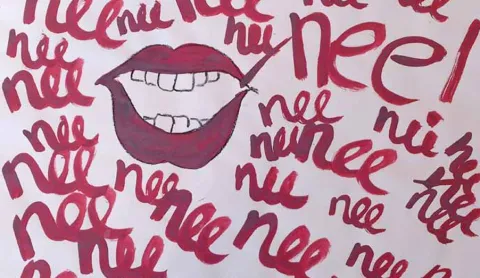 Mond met woorden: nee, nee